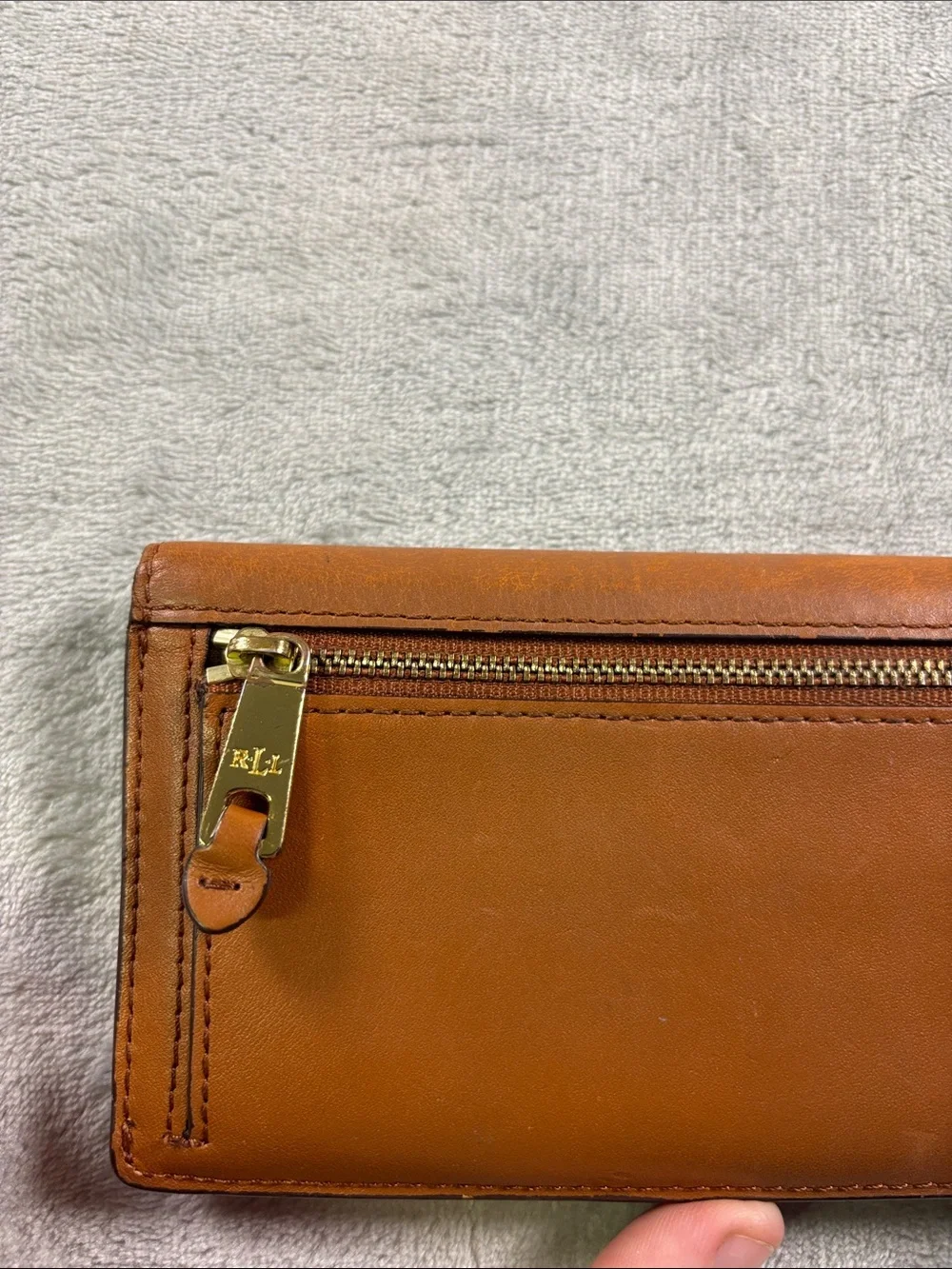 Lauren Ralph Lauren Brown Leather Belted Continental Wallet Clutch LRL
